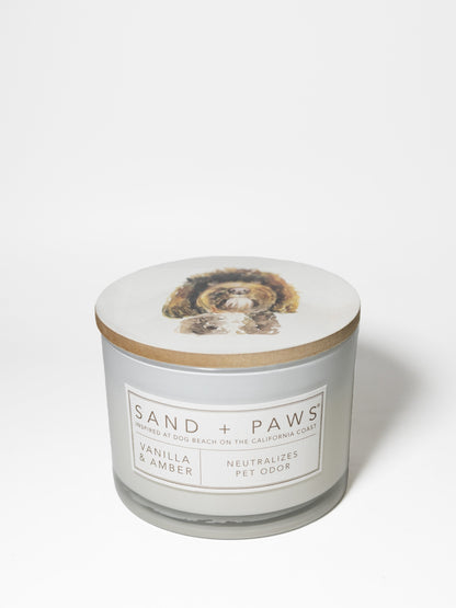 Sand + Paws Vanilla & Amber 12 oz scented candle